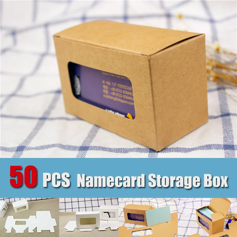 Freeshipping 50 PCS Business Cards Packaging Box kraft paper namecard soap bank card label Tag storage box customized 2 sizes