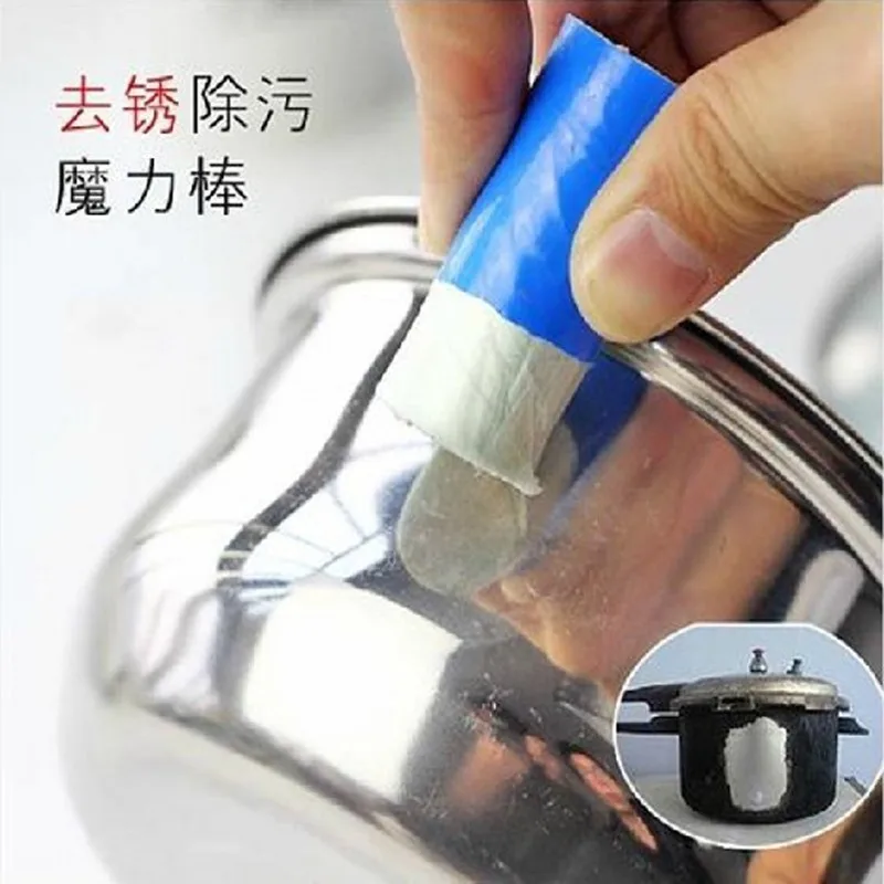 High Tech Magic Cleaning Tool stainless steel Metal Brush stick Pot Pan Scourer cooker knife gas-over Rust Remover home Kitchen