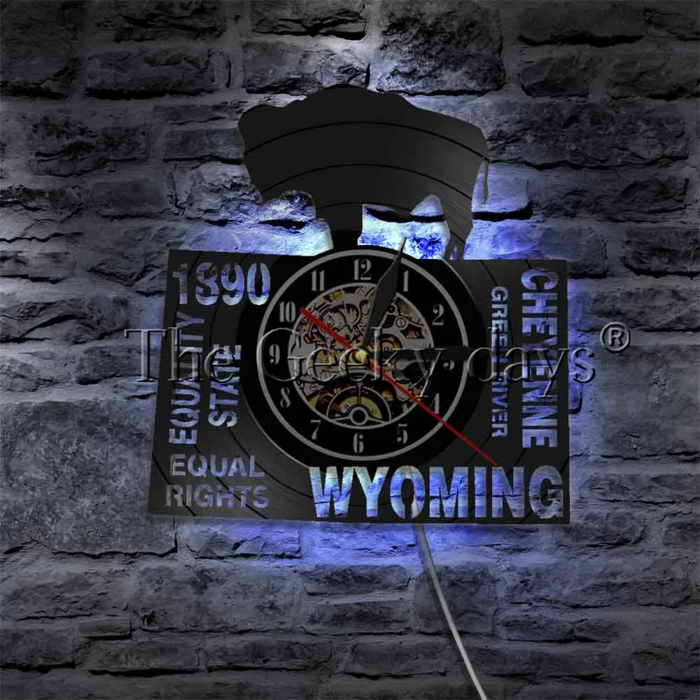 Equanlity State Equal Rights Wyoming Wall Light LED backlight Modern Clock US State Clock Glow in Dark Night Lamp