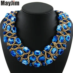 Statement Necklaces Hand-woven Vintage big crystal Necklaces & Pendants Jewelry necklaces Women accessories Short chain Collares