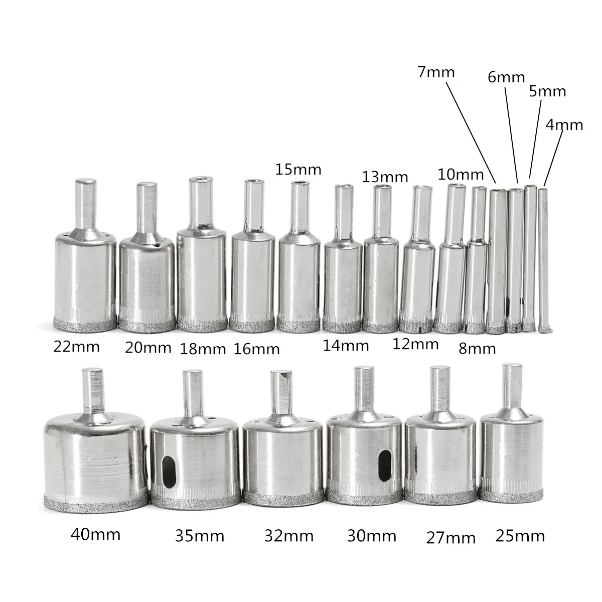 Xnemon-conjunto de brocas revestidas de diamante, 20 pçs, 4-40mm, conjunto de brocas revestidas de diamante, 4, 5, 6, 7, 8, 10, 12, 13, 14, 15, 16, 18, 20, 22, 25, 27, 30, 32, 35, 40mm