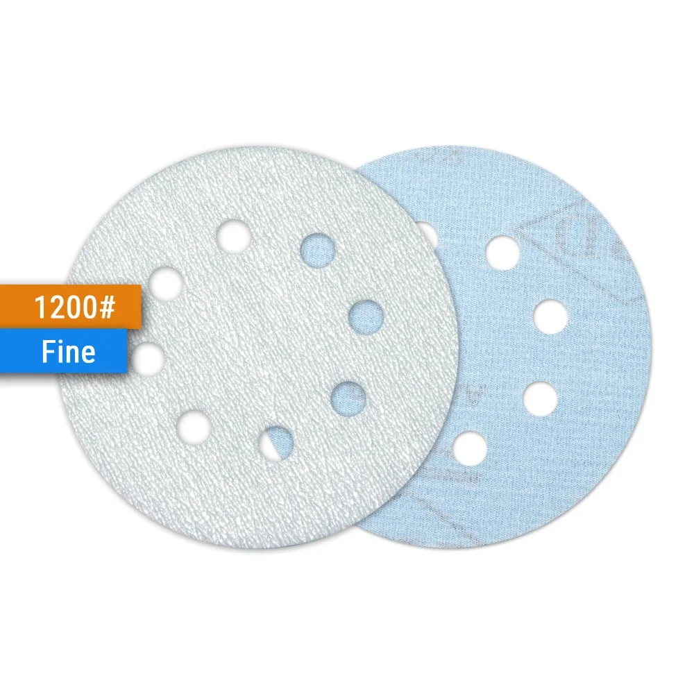 10PCS 5 Inch(125mm) 8-Hole Hook&Loop White Dry Sanding Discs for Woodworking Dremel Grinder Power Tools Polishing Accessories