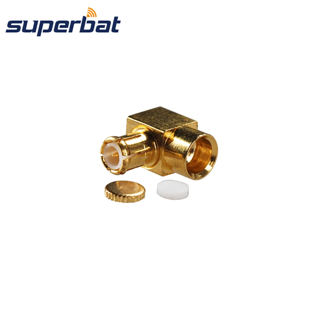 Superbat 5pcs MCX Solder Male Right Angle RF Coaxial Connector for Semi-rigid Cable .141'' ,RG402 Cable for WiFi