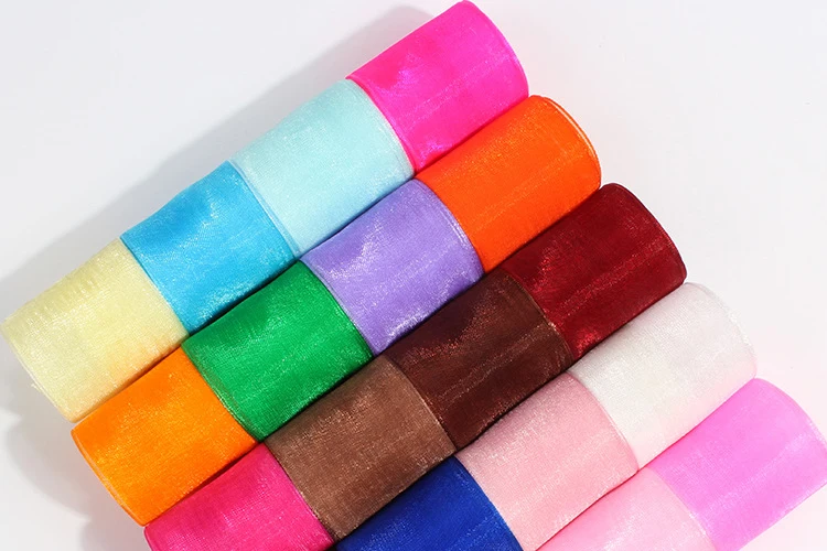 10 Yards/Lot schiere Chiffonband Organza Satinbänder für Geschenkverpackung Dekoration Hochzeitssträuße Party Kranz Spitzenstoff – Detail 13