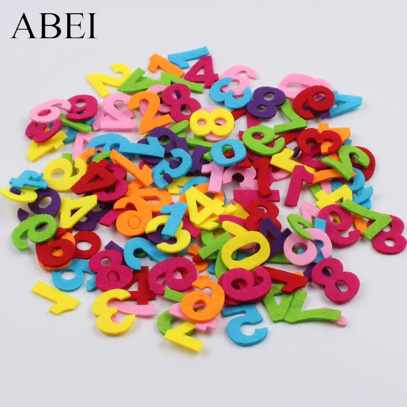 100pcs Arabic numbers Felt Pads Kids education Toys DIY Scrapbook Cards Making Gift Ornaments kindergarten home cake decoration