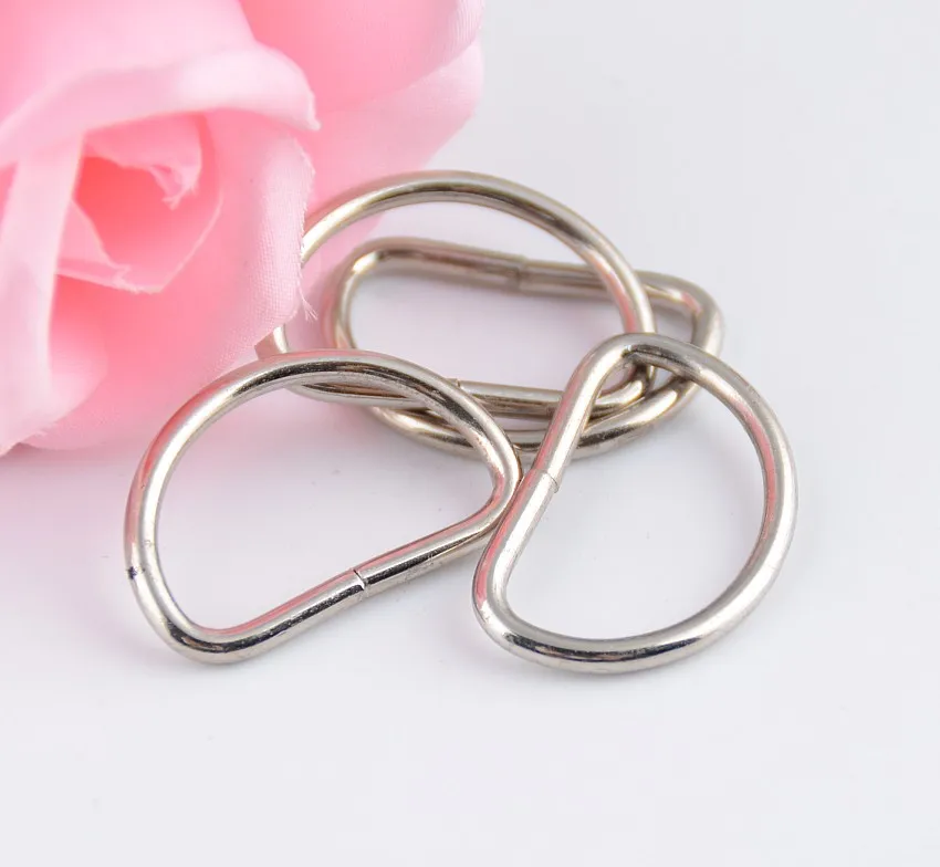 Free Shipping-30Pcs Silver Tone Unwelded Leather Bags Metal D Rings 20x30mm(Inside :15x25mm) Connect Buckle J1294