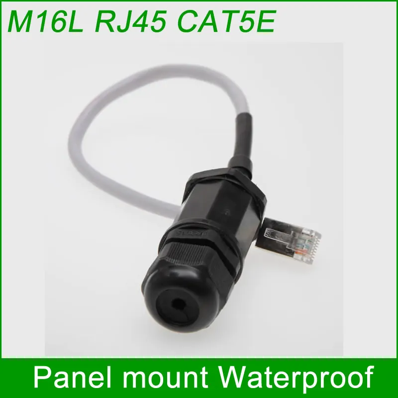 M16 RJ45 Network connector with 25cm cable Panel mount IP67 Protection waterproof Outdoor AP box interface shield shielding