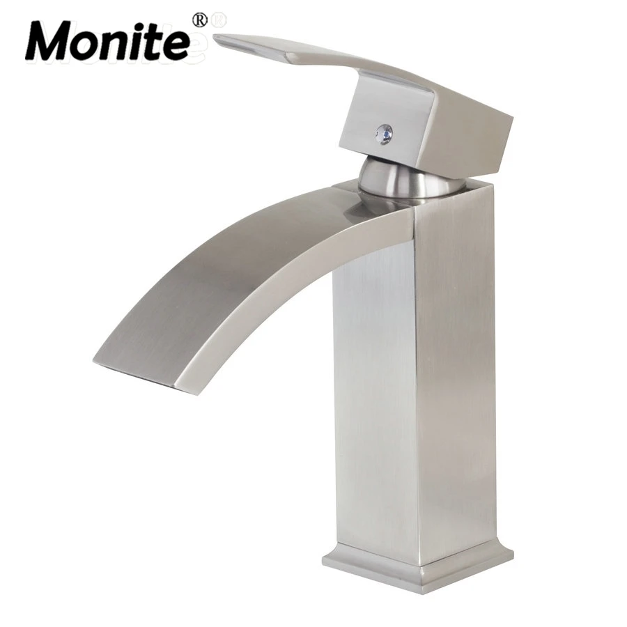 

Monite Nickel Brushed Steam Spout Bathroom Basin Sink Mixer Tap Faucet Wash Basin Water Mixer Tap Faucet