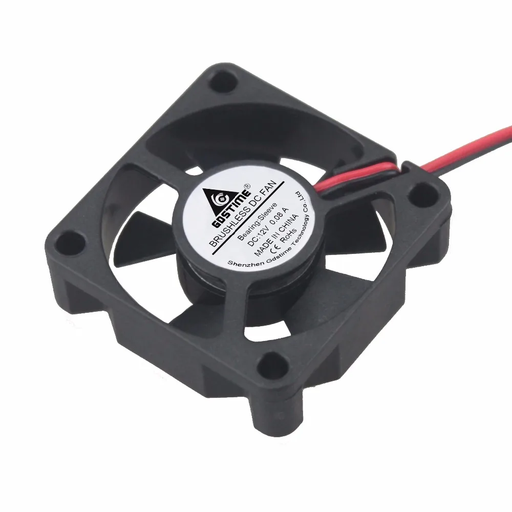 Gdstime 50 Pieces 2Pin 3.5cm 35x35x10mm DC 12V Brushless Cooler Cooling Fan 35mm x 10mm 3510