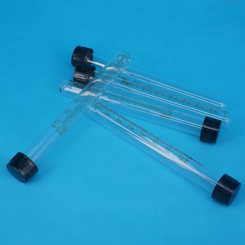 Lot(5) 15ml 16x150mm Clear Glass Test Tube Round Bottom Graduated with Screw Cap