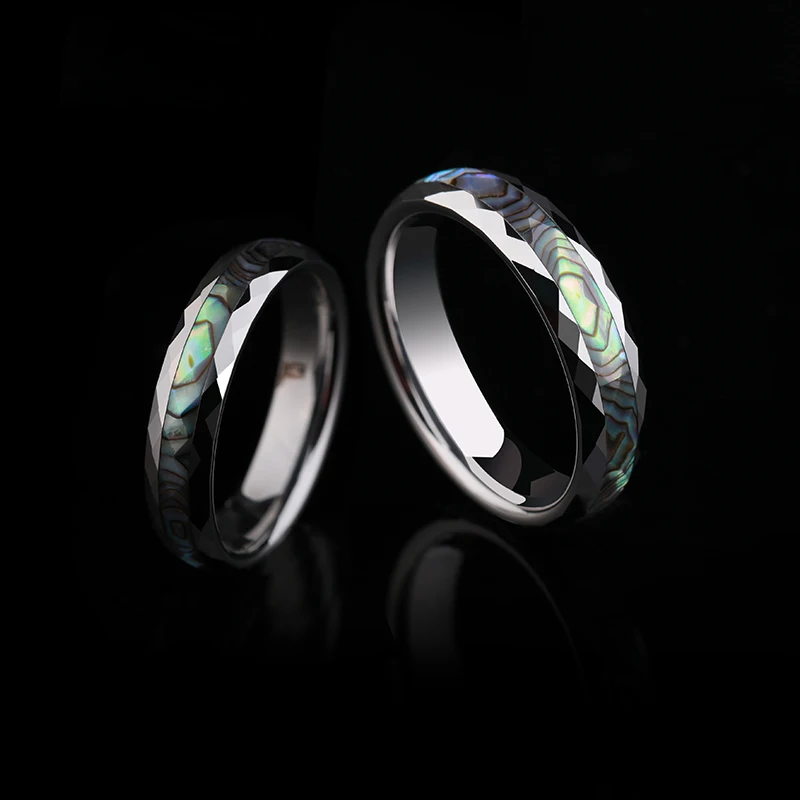 Tungsten Carbide Wedding Rings for Men Women Inlay Natural Shells Dome Band Fine Jewelry,Customized