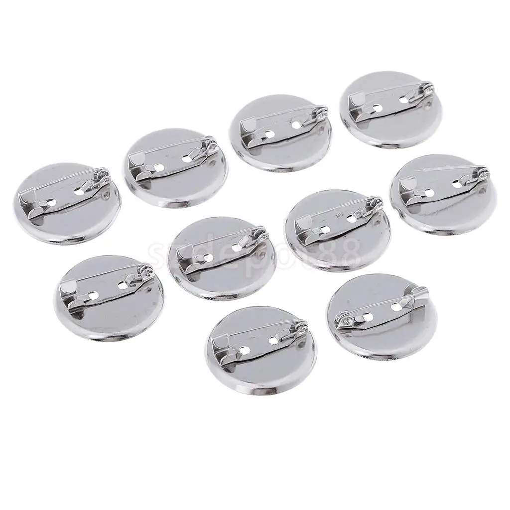 10 Pcs Blank Pin-Back Button Sets Brooch Base Pins Brooch Finding DIY Base Clip Badge Making Base with Pin Safe Design