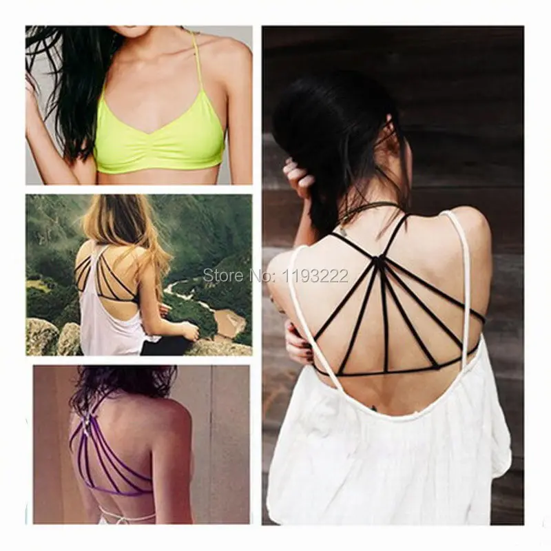 Fashion wanita Crop Top perban empuk, Tali Sling V-Neck lintas kembali dibungkus dada Tank Top blus kemeja