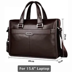 Men Genuine leather briefcase, laptop leather bag, for 15.6 inch notebook computer, 15.6 inch laptop bag