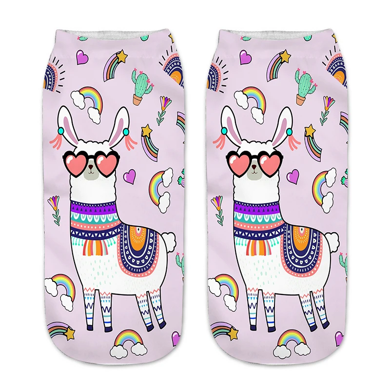 New lovely cartoon Alpaca pattern woman boy and girl 3D printing socks drop shipping