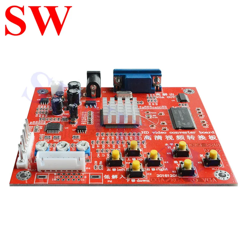 จัดส่งฟรี 1 ชิ้น CGA to VGA CVBS เกมอาเขต Video Converter Board สำหรับ LCD PDP Monitor ความละเอียดสูง (สีแดง)