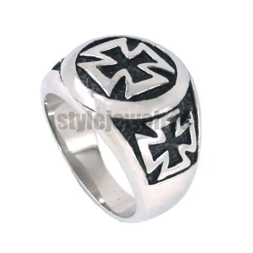 Punk German Army Iron Cross Ring Stainless Steel Jewelry Classic Masonic Motor Biker Knight Men Gift SWR0056A