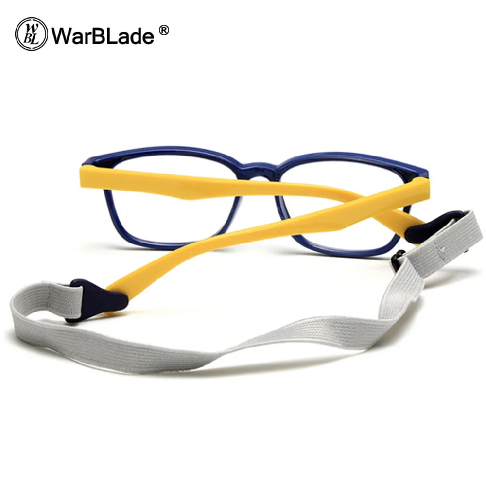 WarBLade 2020 Flexible Kids Eyeglasses With Lanyard Square Frame Glasses For Child Boys Girls Degree Myopia Optical Frames TR90