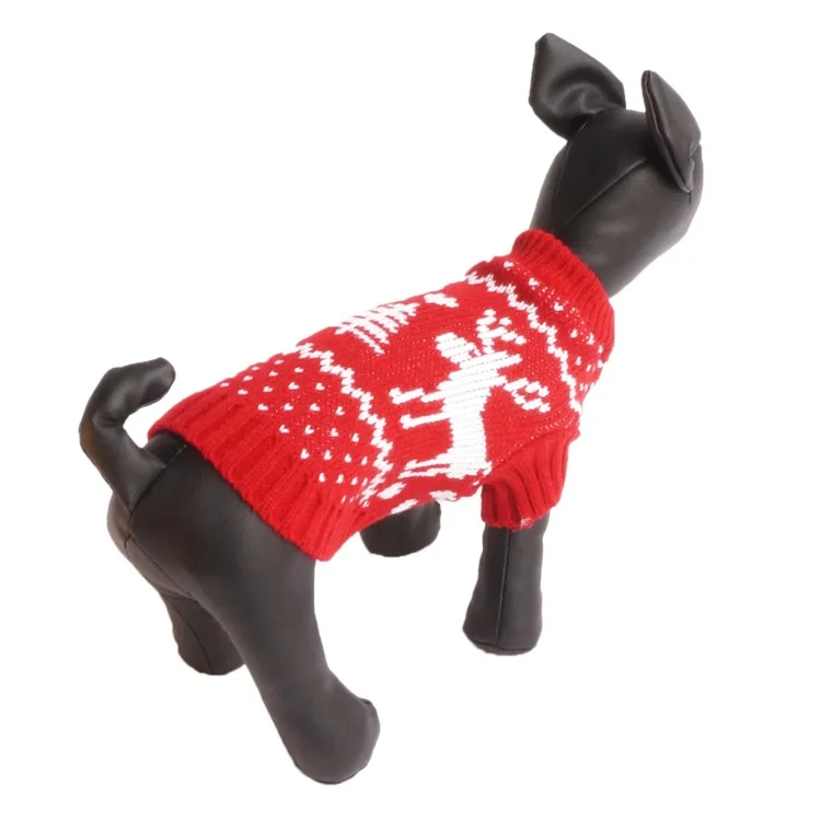 Christmas Dog Sweater Reindeer Classics Animal Pattern Acrylic Fibres Red Dark Blue Dog Costume Autumn/winter Small Dog Clothing