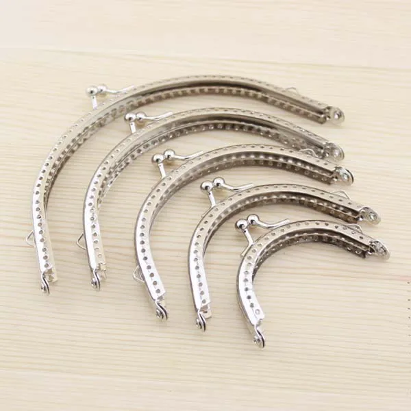 YY Silver semicircle Patchwork Handmade DIY Coin Purse 6.5 /8.5 /10.5/12 /15CM Purse Metal Frame Kiss Clasp 5pcs/lot