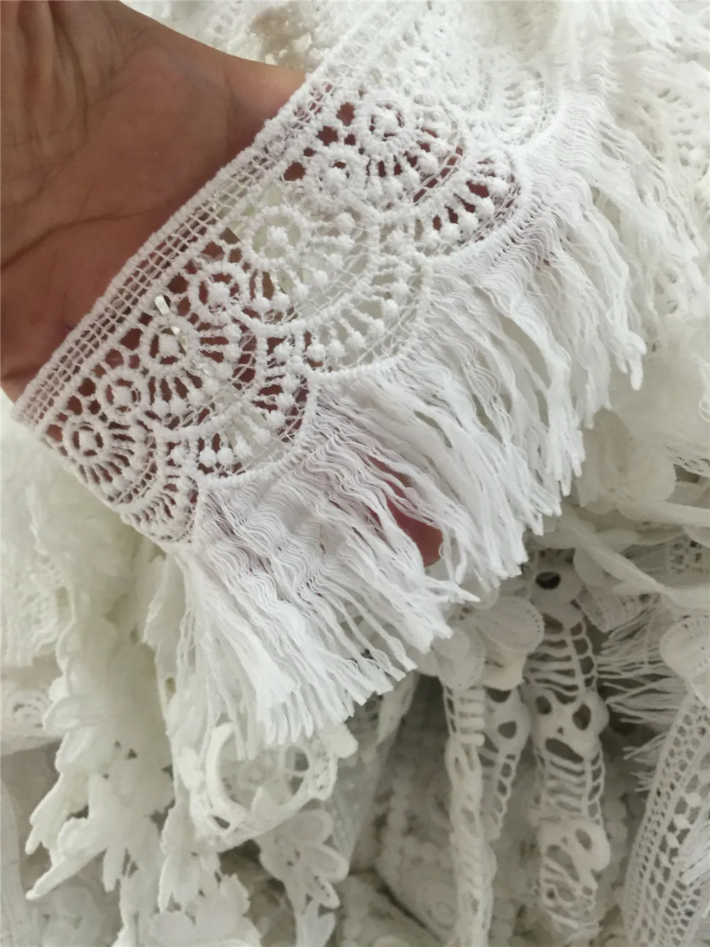 

72yards 3.5'' Wide Venise Cotton Lace Trims Eyelet Fabric For Garment Accessory DIY Craft Supply In White