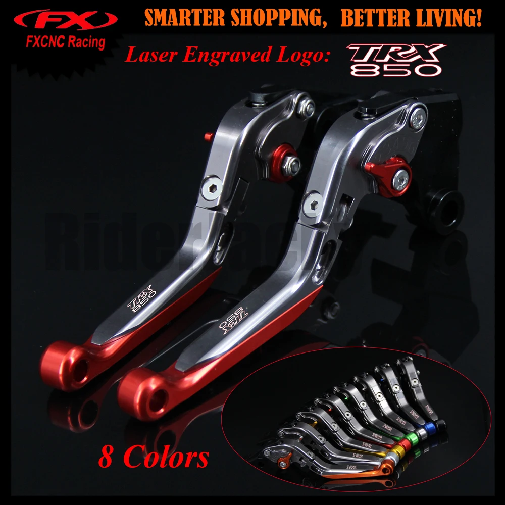 Laser Logo (TRX 850) CNC Red+Titanium Motorcycle  Adjustable Brake Clutch Lever For Yamaha TRX850 1996-1999 1997 1998