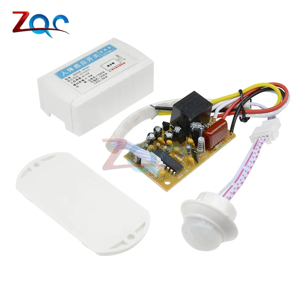 AC 110V 220V IR Infrared Module Body Sensor Intelligent Light Lamp Motion Sensing Switch Adjustable Movement Sensing PIR Switch