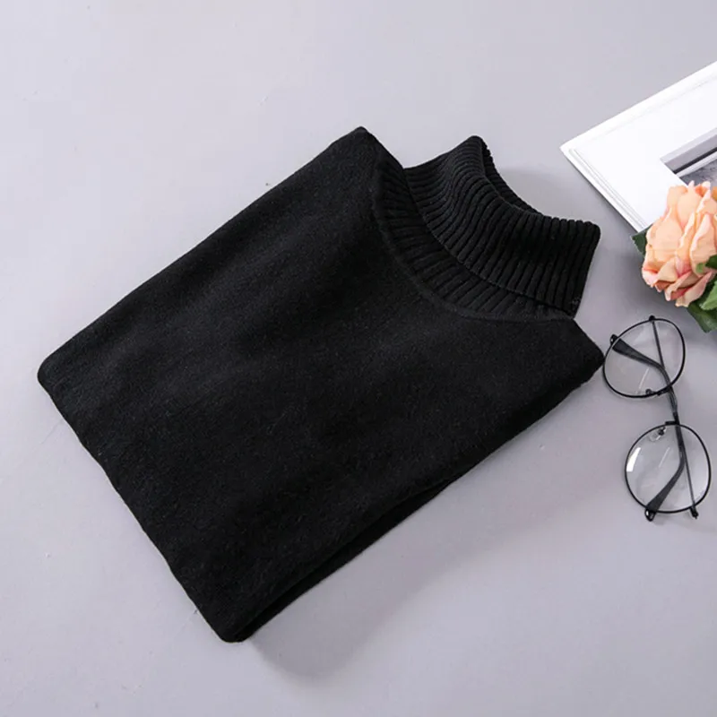 UHYTGF Autumn And Winter Sweater Women knitted bottoming shirt Elastic long-sleeved Turtleneck Pullovers Female Knitted sweaters