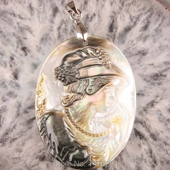 New Abalone Shell Carving Beauty Women Face Pendant 1PCS