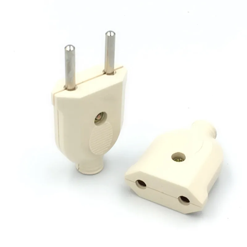 1pc EU European 2 Pin AC Electric Power Male Plug Female Socket Outlet Adaptor Adapter Wire Rewireable Extension Cord Connector