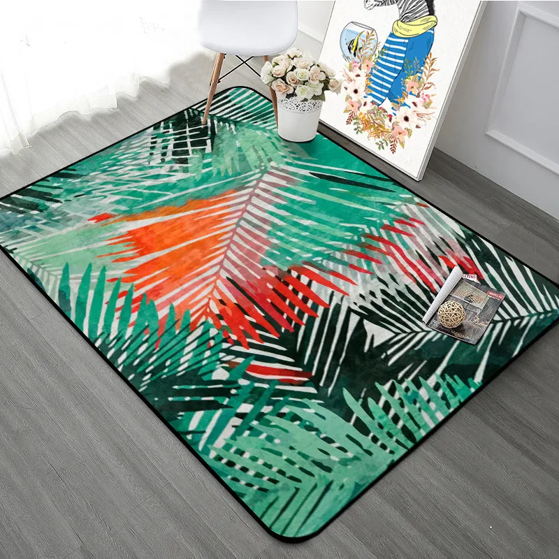 Green leaf 3D Graffiti Print Carpets living room Anti-Slip Floor Mat/Rugs Bedroom Hallway Study Room bedside Home Decor Carpet