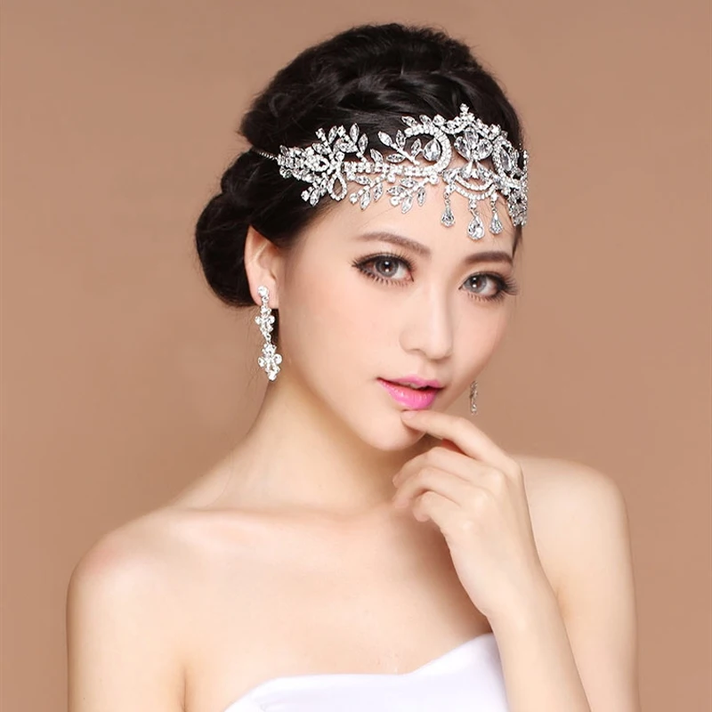 

Gorgeous Crystal Bride Wedding Crown Tiara Hair Accessories Bridal Crystal Head Chain Headband Women Hair Jewelry Hairbands