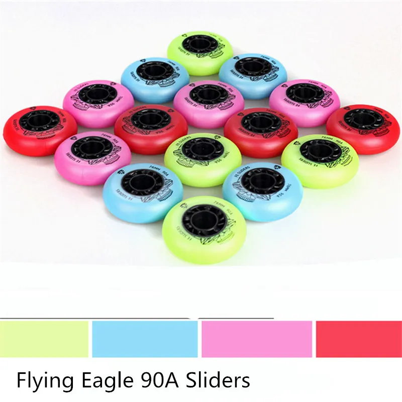 Flying Eagle 90A Sliders Inline Skates Wheel FE Slide Skating Wheel Pink Red Blue Green 72mm 76mm Size Using 608 bearing Roller