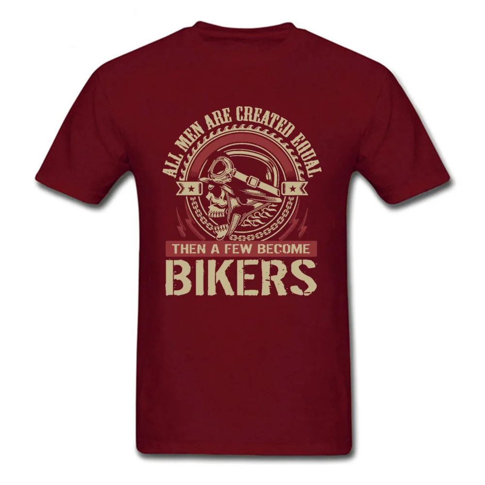 Vintage Motorcycle Skull Tshirt All Men Are Created Equal Then A Few Become Bikers Summer Motorbike Tops & Tees New