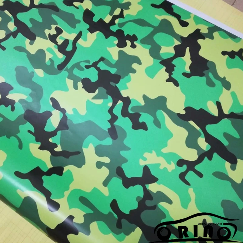 Wooden Green Camouflage Printed Army Green Vinyl Film Air Bubble Car Wrap Adhesive PVC Motorcycle Scooter Bike Wrapping Sheet