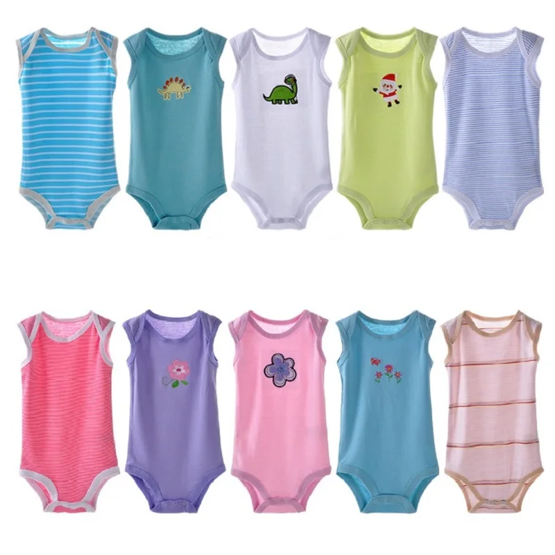 

Hooyi Summer Baby Bodysuits Sleeveless 100% Cotton Baby boy Clothes body ropa bebe girl jumpsuits singlet vest