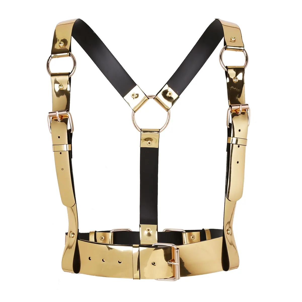 Harness for Mens Womens Hot Punk Waist Braces Leather Y Shape Body Waist Belts with Metal O-rings Cosplay Bar Costume Clubwear