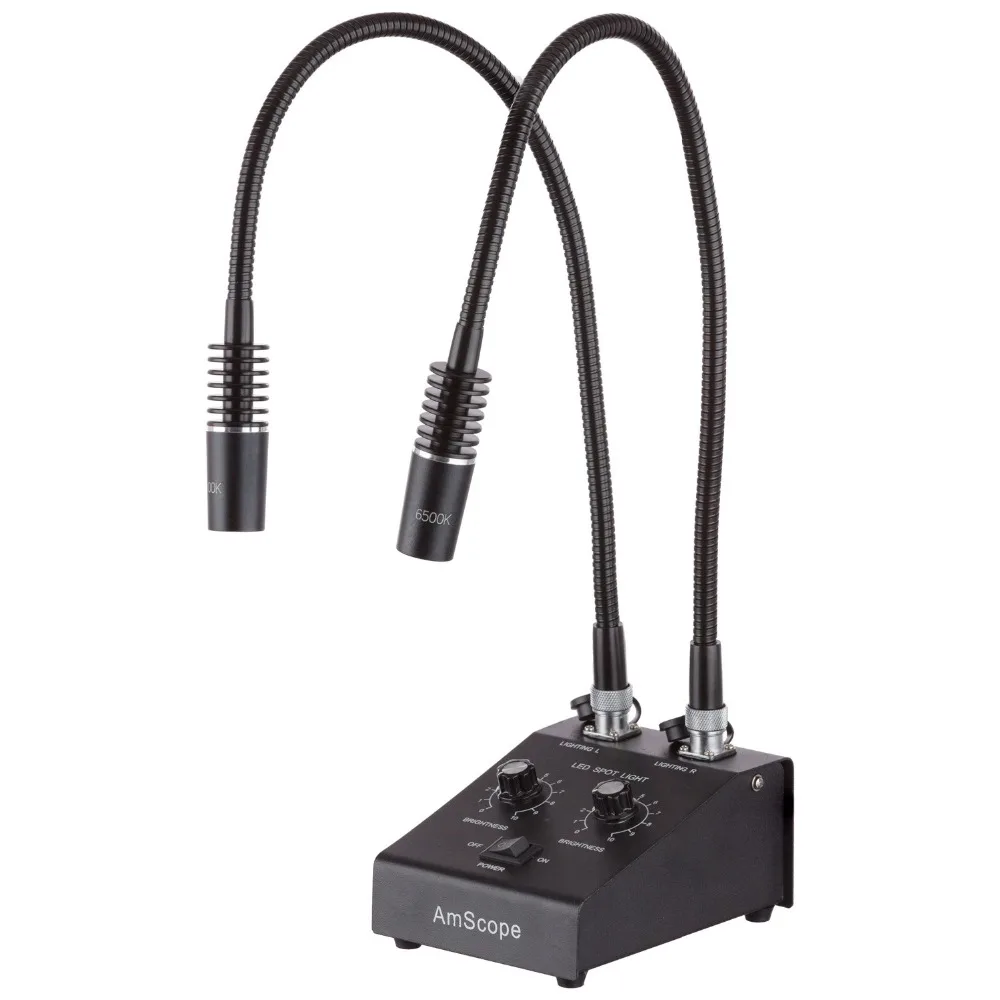 AmScope Poderosa LED Luz Iluminadora de Microscópio com Pescoço de Ganso Duplo LED-11C