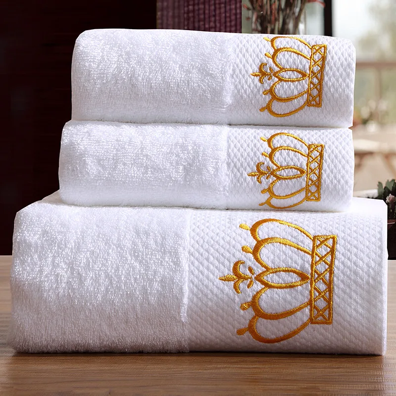 5 Star Hotel Standard, Terry Cotton Bath Towel Set for Adults, Embroidered, Luxury, Bath Towel, Hand Face Towels Bathroom, 3pcs