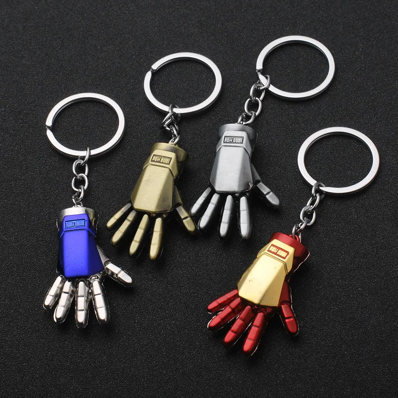 New Marvel Iron Man Keychains Metal Avengers Endgame Tony Stark Arm Glove Figure Toys Pendant Gift