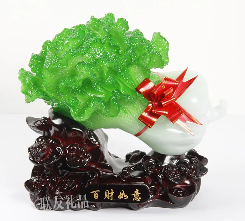 Resin crafts imitation jade cabbage , white wealth smug, imitation jade agate , home gifts ornaments, town house from evil spiri