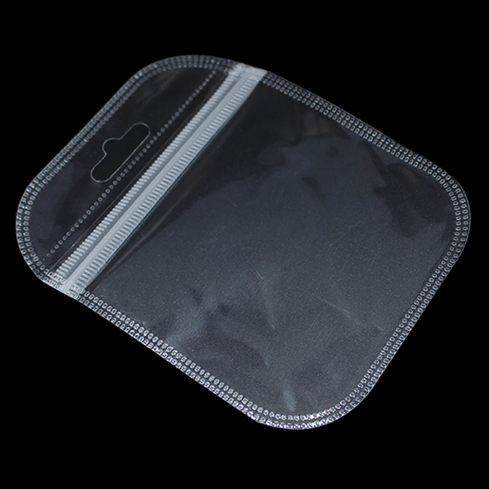 100PCS/ Lot Clear Plastic Zipper Bags For Electronic Accessories Storage Zip Lock Resealable Poly Grocery Package Bag Hang Hole