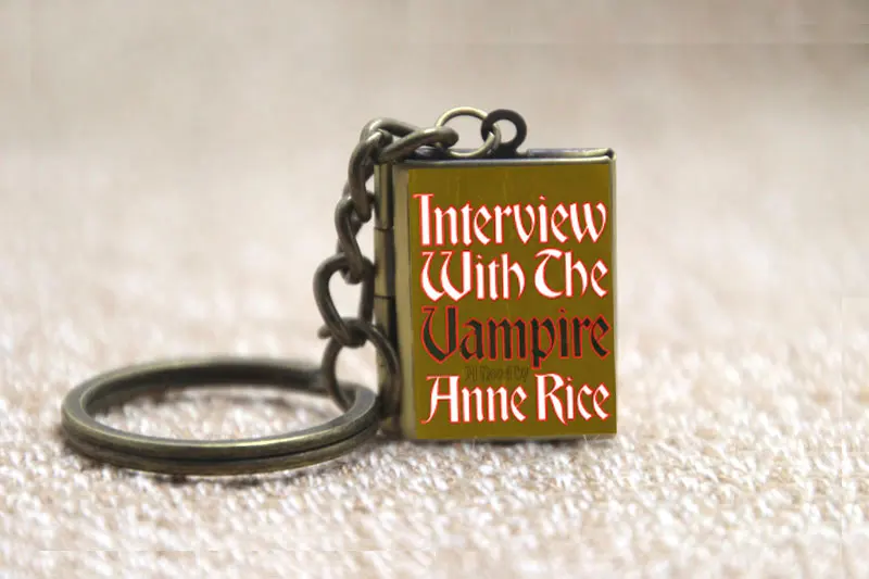 Interview With the Vampire  Anne Rice Book Cover Locket Necklace Keyring silver & Bronze tone jewelry