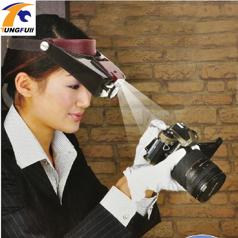 Phóng Đại Tai Nghe Đèn Có Kính Lúp Thợ Kim Hoàn Kính Lúp Đeo Phong Cách 1.5X3 X 8.5x 10x Đầu Kính Phóng Đại