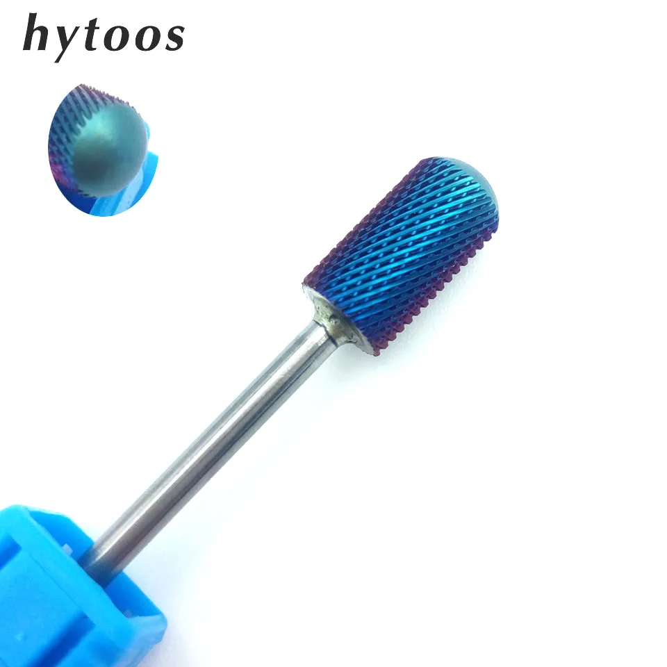 HYTOOS Round Top Carbide Nail Drill Bit 3/32" Blue Tungsten Carbide Burr Manicure Bits Drill Accessories Milling Cutter Tools