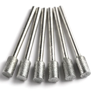 Abrasive Head Mounted Bits para Dremel, Cilindro Diamond Grinding Burr, Polimento e Grinding Bits, Grit120, 3mm x 3mm, 4mm, 5mm, 6mm, 8mm, 10mm