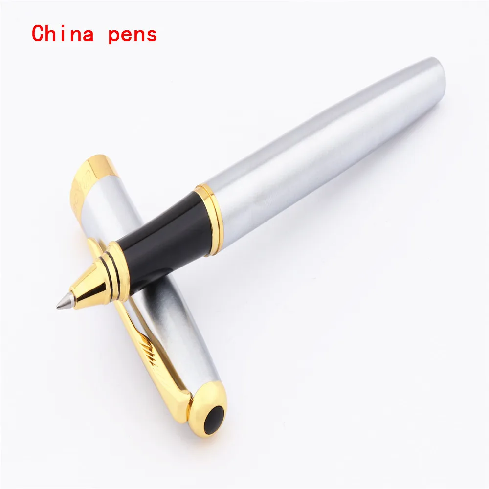 Baoer 388 Silver Business Metal Roller ball Pen Medium Nib Gold Clip Rollerball Pen office School Supplies