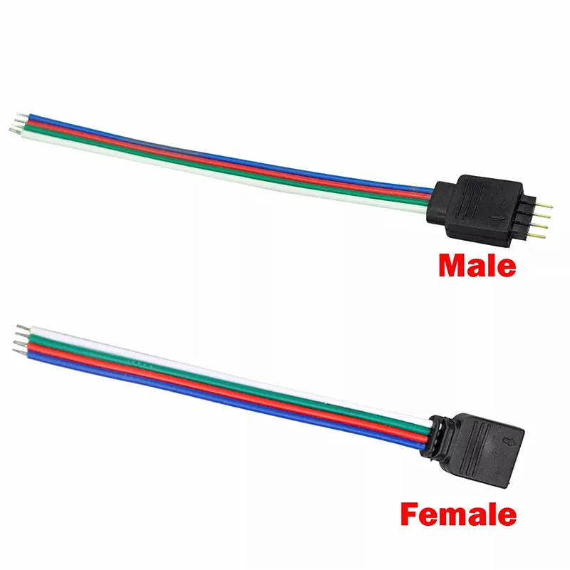 4 pin RGB Connector 5 Pin RGBW Connector Male +Female LED Strip Needle Connector Welding Cable For 5050 3528 RGB RGBW LED Strip