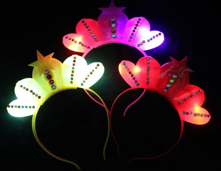 LED Crystal Crown Headband Light Up Party Rave Fancy Dress Costume Light Up Party Flashing adult child Headband XMAS Favors GIFT