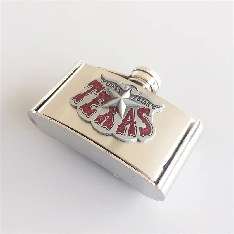 Heldere Zilveren Emaille Lange Hoorn Ster 3 Oz Rvs Kolf Riem Buckle